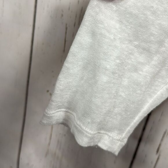 J Jill Love Linen Three Quarter Sleeve Floral White Lightweight Summer Top - Picture 8 of 14